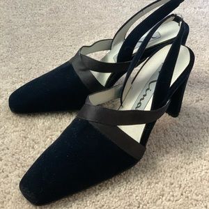 NINA Womens Heels Dark Navy Blue VELVET DRESS SHOE Size 7 1/2